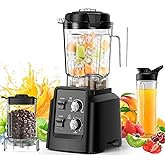 Blender, 1400 Watts Blender with Grinder - 6-Blade Professional Smoothie Blenders for Kitchen, Crushes Ice, Self-Cleaning, 68oz & 27oz Jars Dishwasher Safe, for Baby Food, Nut Butter