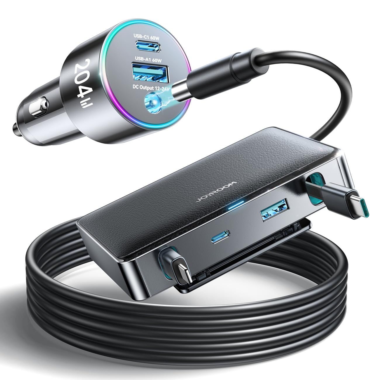 Photo 1 of JOYROOM [6 Ports & 204W] Car Charger USB C, Car USB Charger Multi Port, Fast Car Charger, Starlink Mini Car Adapter, Cigarette Lighter Adapter for iPhone 17 Air/Pro Max/iPad/MacBook Pro/Air