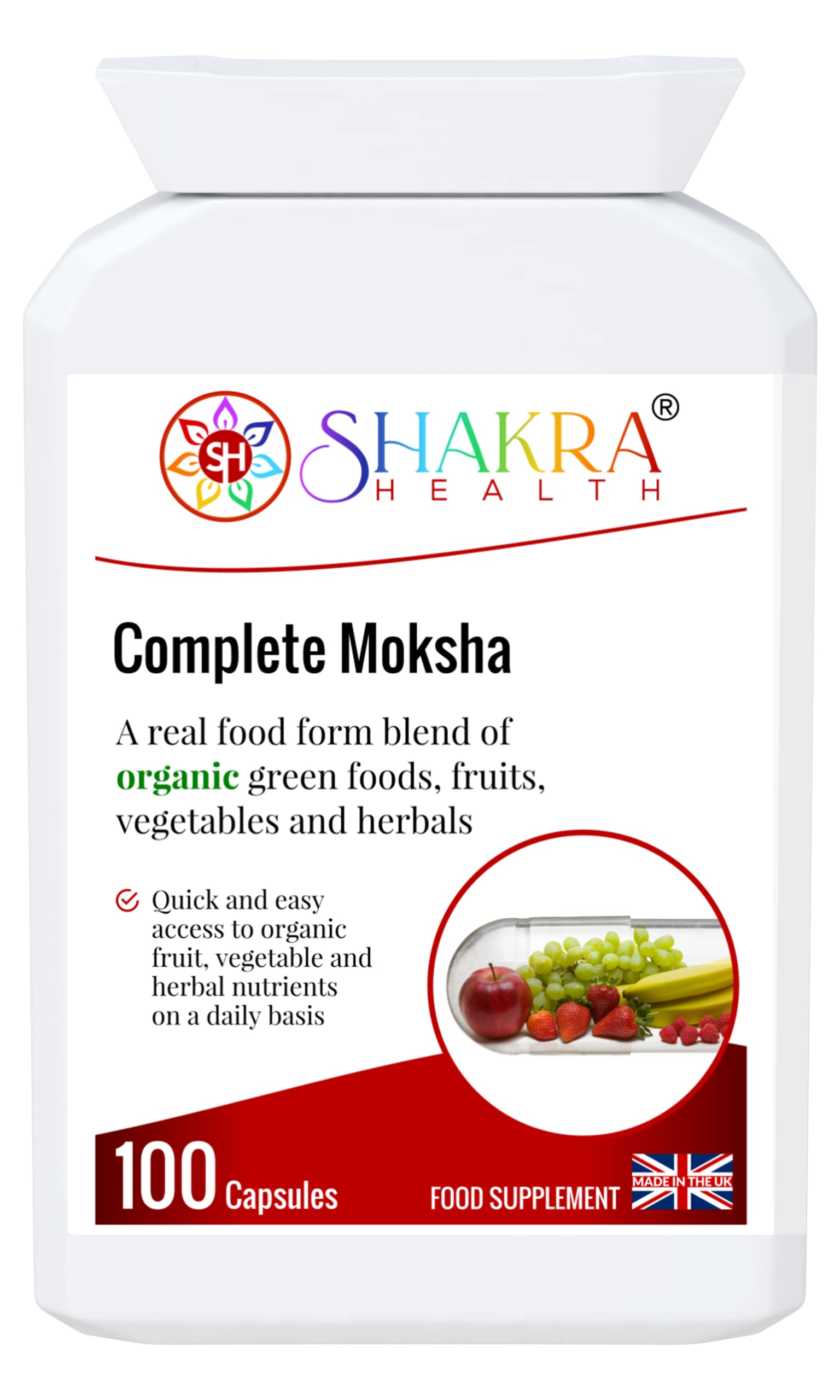 Complete Moksha The Alkalising Organic Multi-Nutrient Superfood Supplement. Ideal Vegan Support for Immunity, Nourishment & Optimum Health | Shakra Health