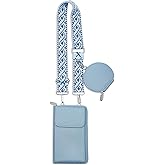 Cell Phone Crossbody Lanyard with Zipper Pouch PU Leather Crossbody Phone Bags Purses with Strap Wallet