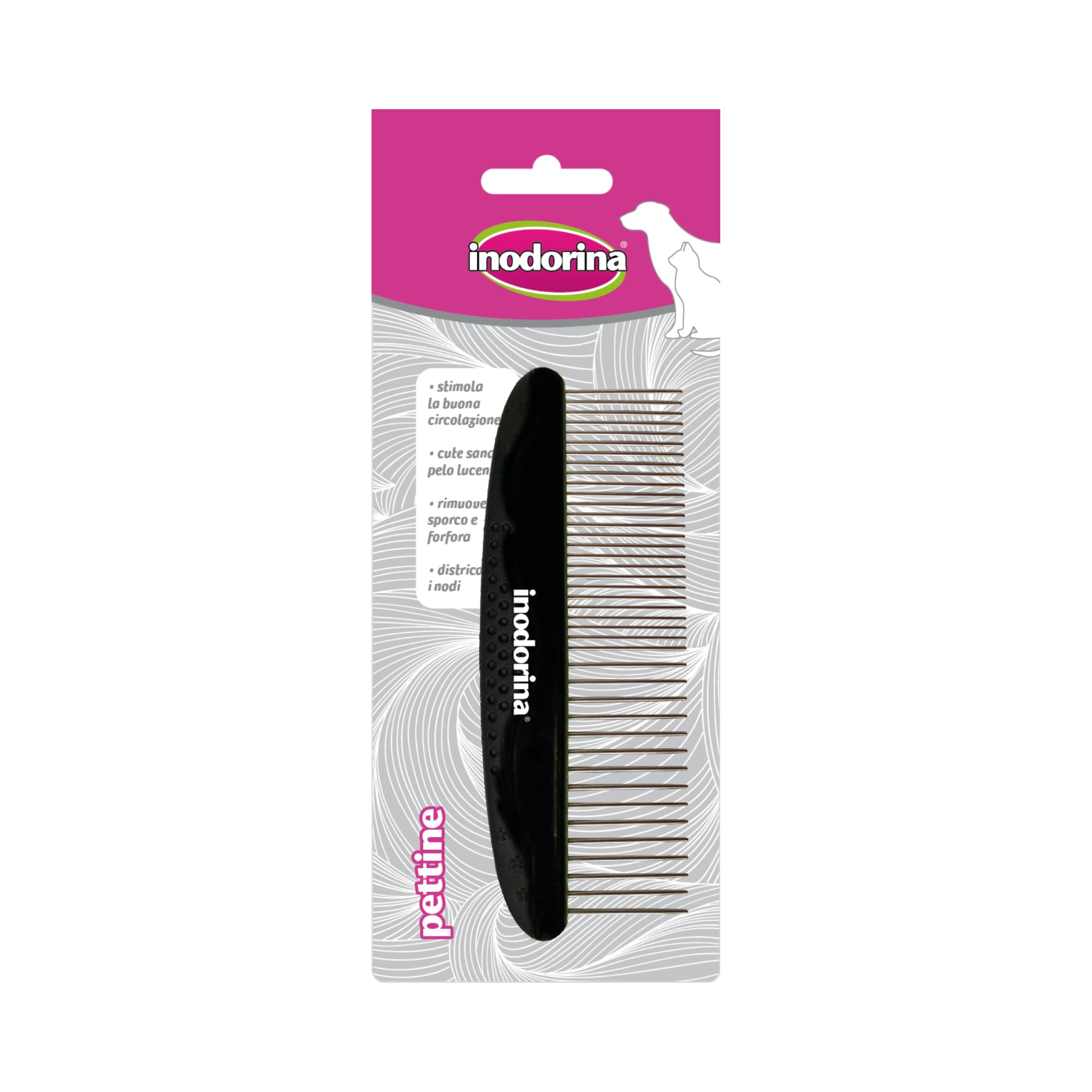 Inodorina Wide and Narrow Tooth Comb for Dogs and Cats - Removes knots and excess hair - Ideal for polishing the coat and detangling during shedding periods