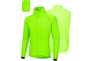 33,000ft Men's Cycling Jacket Long Sleeve, Waterproof Running Bike Vest Outerwear Reflective Windproof Sleeveless Jacket