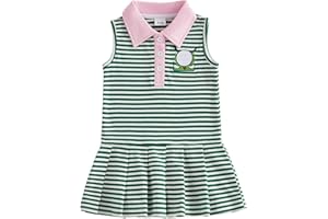 CREAIRY Toddler Baby Girl Clothes Tennis Golf Dress Striped Sleeveless Polo Dress Pleated Skirt Summer Outfits