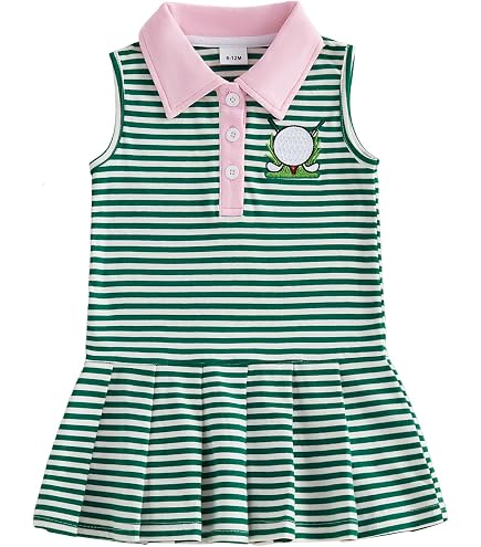 RUIWANBBY Kids Girls Tennis Golf Dress Outfit Sleeveless Workout Athletic Turn Down Collar A Line Dresses Playwear Sundress (White, 6-12 Months): Clothing, Shoes & Jewelry