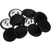 HARFINGTON 10pcs 40L Fabric Cloth Covered Button 25mm Round Metal Shank Sewing Buttons for Suits Dress Blouses Sweaters, Black