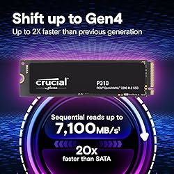 Crucial P310 4TB PCIe Gen4 2280 NVMe M.2 SSD Up to