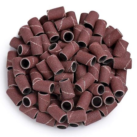 MelodySusie 100stk Schleifkappen für nageldesign Drill Sanding Bands 180' Nagel Kunst Schleifhülsen - Nagelfräser aufsatz