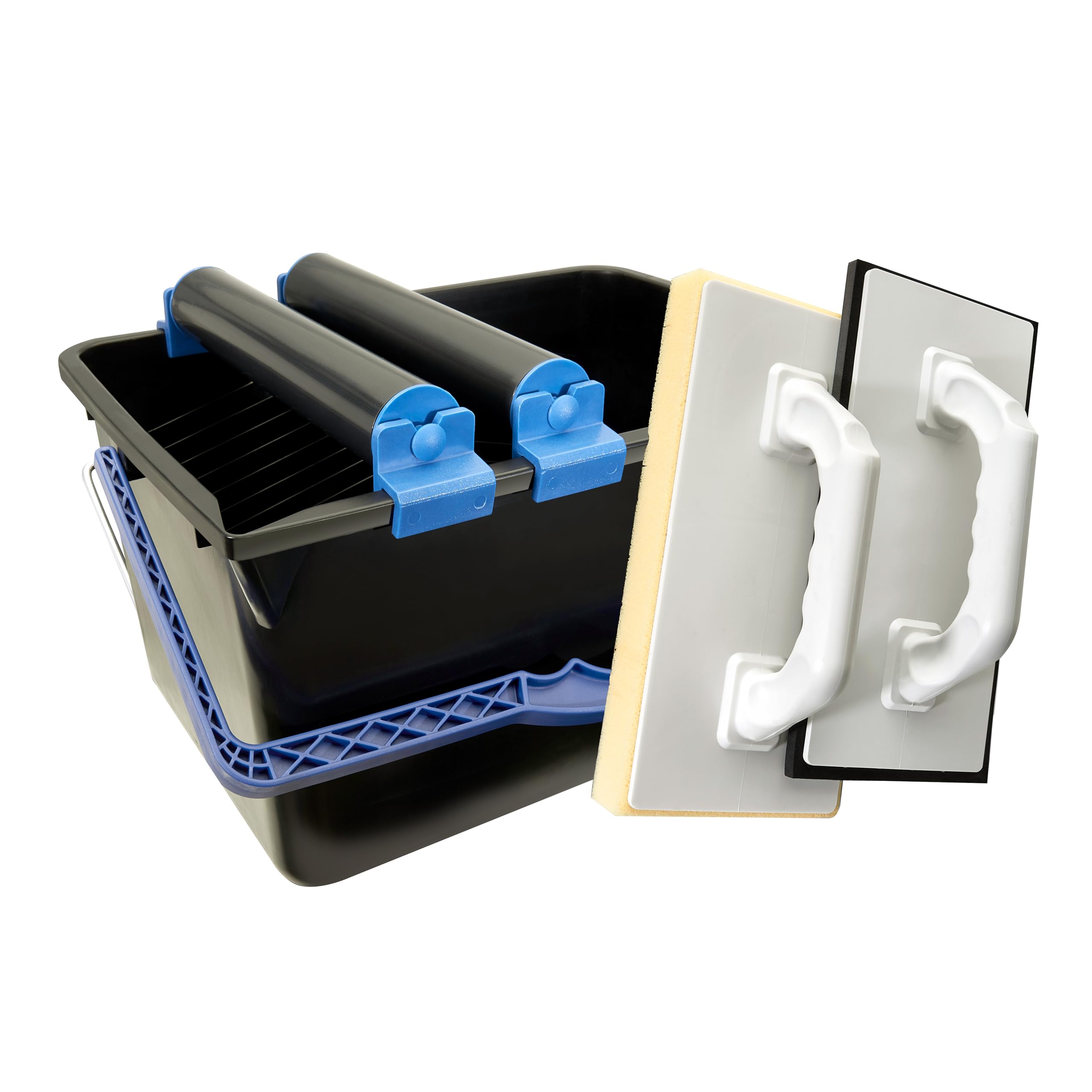 HELPMATE – Tile Washing Set 5 pcs. with 12-Liter Bucket, Double Roller Attachment, Tile Washing Board & Joint Board – tiler's Tool for Thorough Cleaning During tiling Work