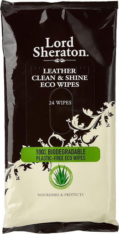 Lord Sheraton Leather Eco Wipes 24 Pack - Biodegradable Clean Shine Nourish