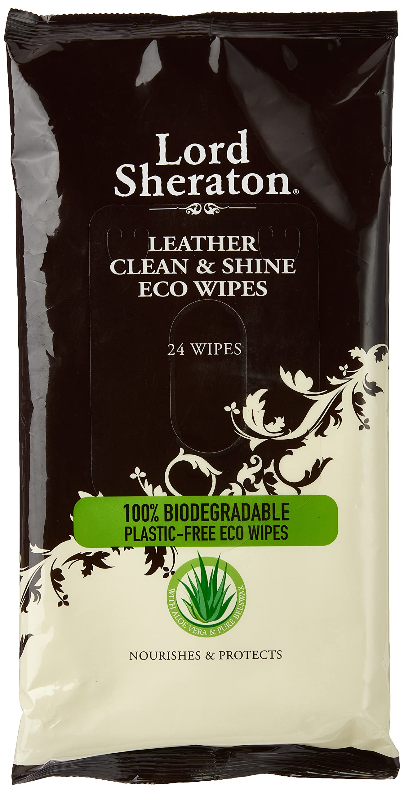 Lord Sheraton Leather Eco Wipes โ 100% Biodegradable, Clean & Shine, Nourishes & Protects โ Quick, Easy & Effective Leather Care for Furniture, Car Seats, Bags & Shoes
