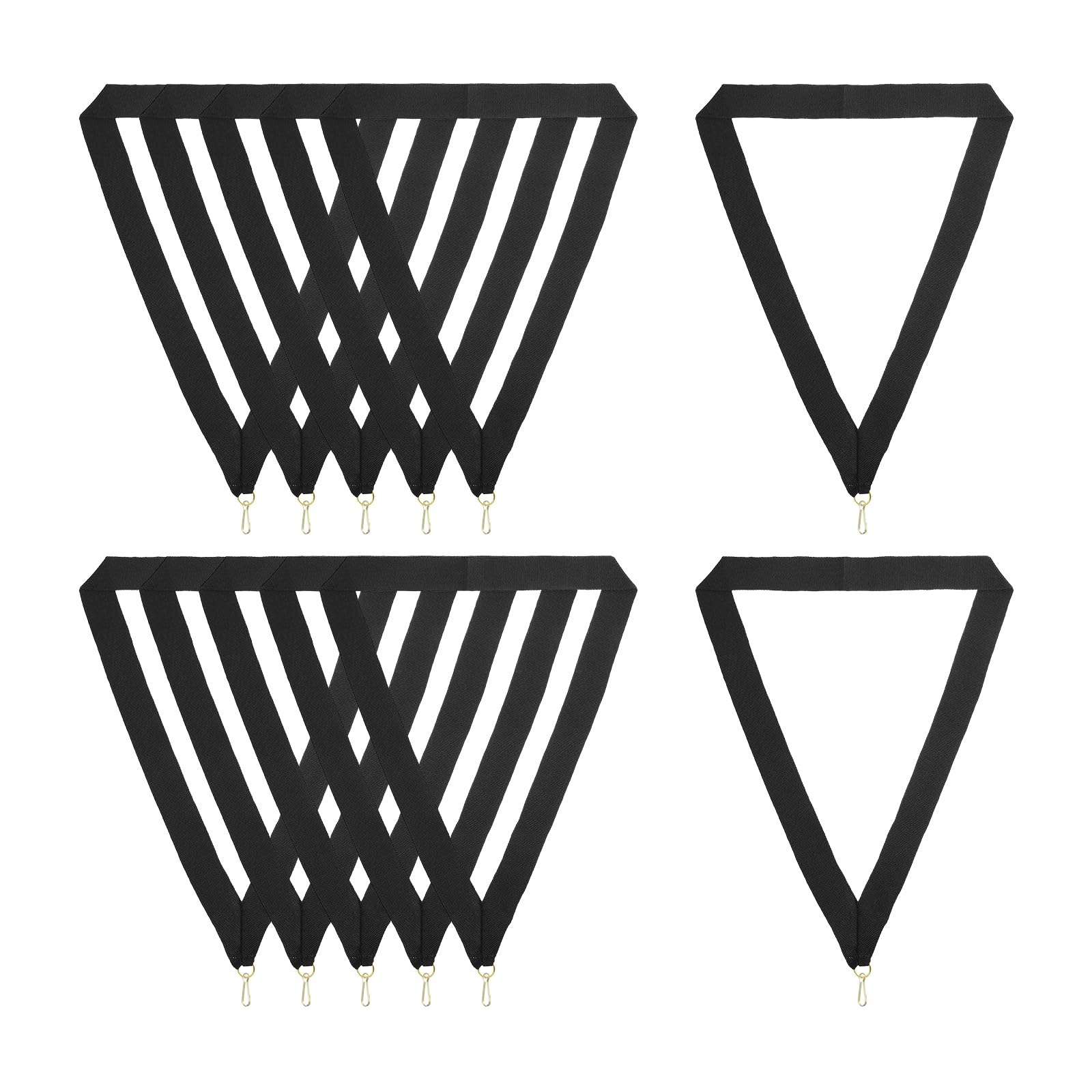 PATIKIL Award Neck Ribbons with Snap Clips, 12 Pcs Polyester Striped Medal Lanyards Ribbon for Competitions Sports Meetings Sports Party, Black