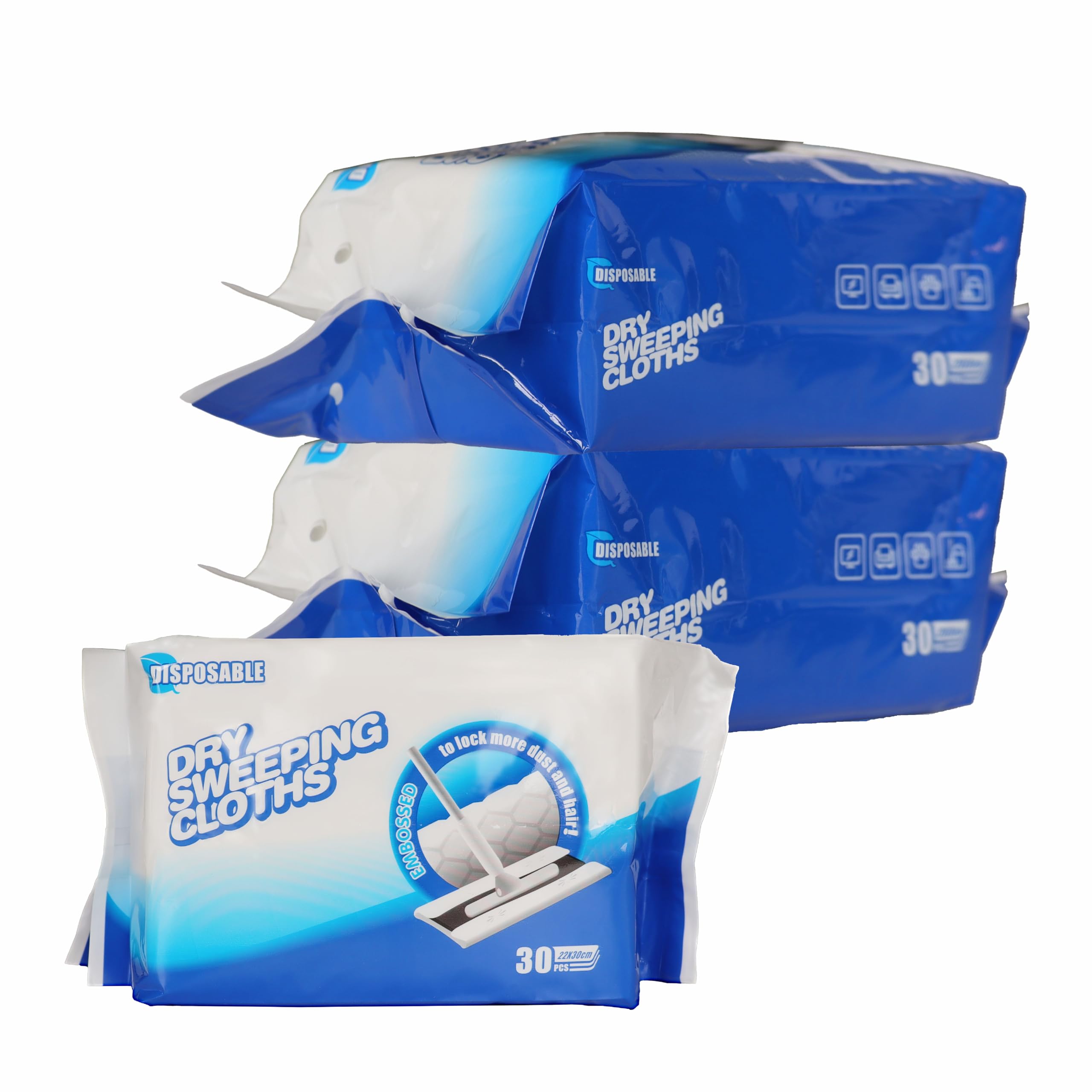 KMAKII Dry Sweeping Cloths, Flash Speed mop Dry Pads Refills, Disposable Floor Cloths, Floor Cleaner, Trap and Lock Away Dust, White, 90 Count, 30cm x 22cm