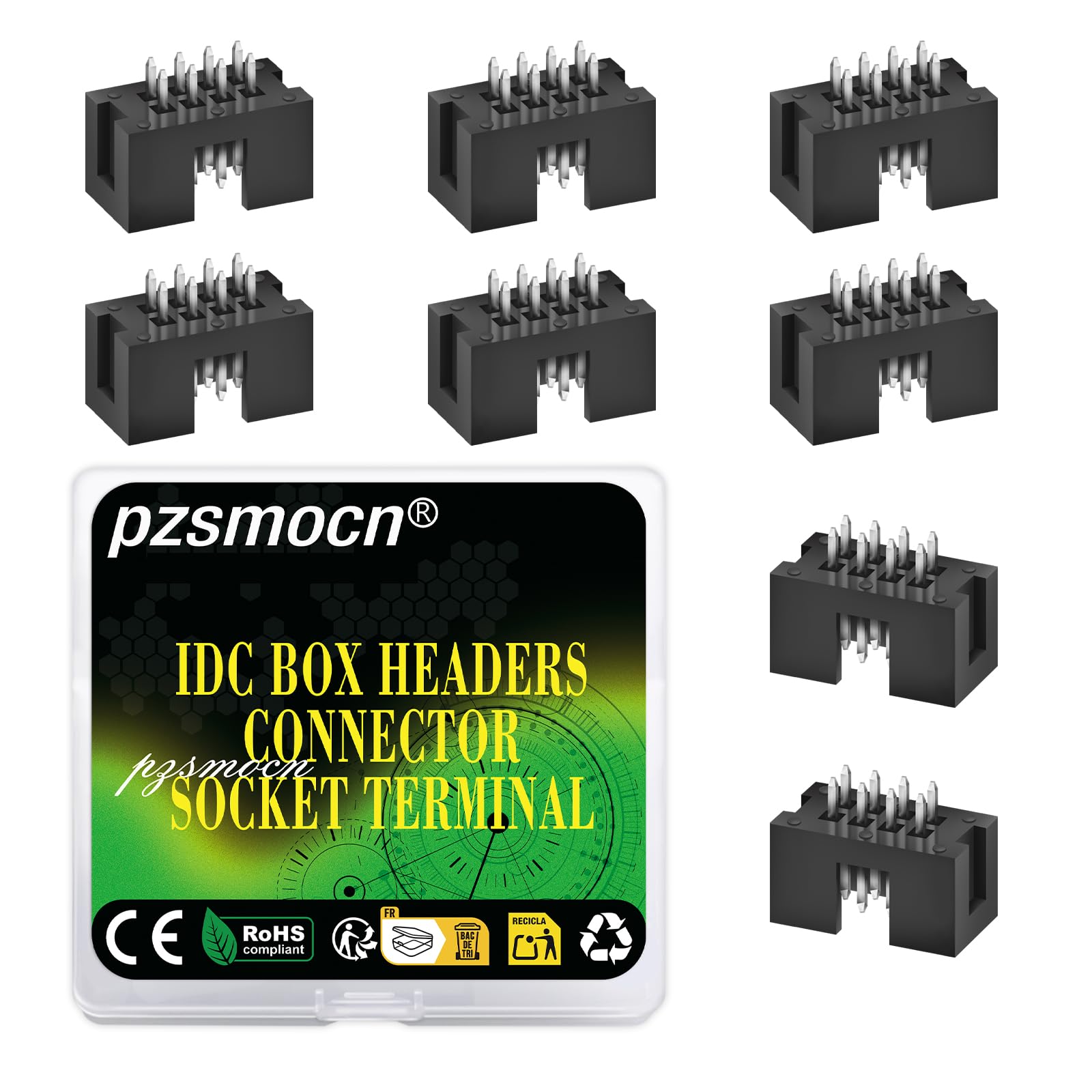 Pzsmocn 20 Pieces IDC 2 * 4 Double Row 2.54 mm Pitch JTAG ISP 8-Pin Straight Pin in-line Box Header Connector Adapter Cable Male Socket Terminal for PCB Electronic Equipment Projects.