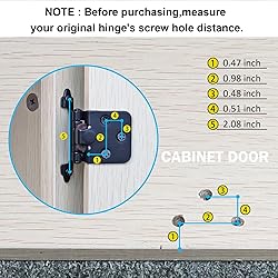 12 PCS Black Cabinet Door Hinges, 1/2" Overlay