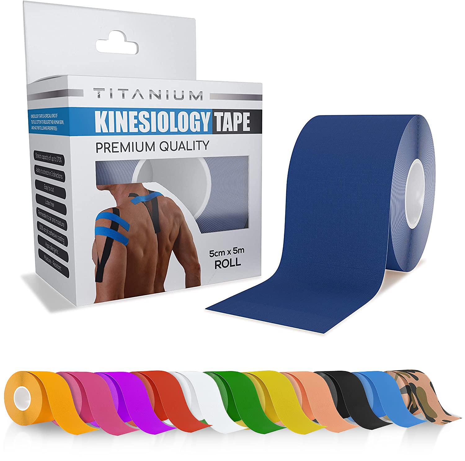 Titanium Sports Kinesiology Tape - 5m Roll of Elastic Water Resistant Tape for Support & Muscle Recovery - Quality Sports Tape — image 1