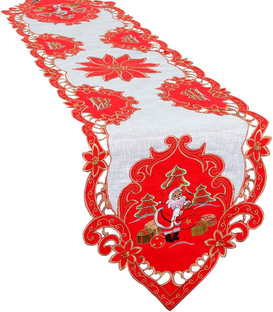 Grelucgo Decorative Christmas Holiday Santa Claus Table Runner Dresser Scarf, 15 By 68 Inch (38 X 173 cm)