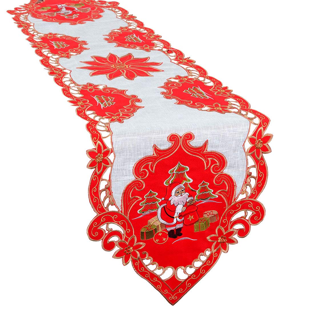 Grelucgo Decorative Christmas Holiday Santa Claus Table Runner Dresser Scarf, 15 By 68 Inch (38 X 173 cm)