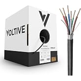 Voltive 18/6 Shielded Low Voltage Wire, Riser CL3R, Black, 500ft - 18AWG, 6 Conductors, Overall Shield, Stranded Bare Copper, UL Listed - V-1256-2