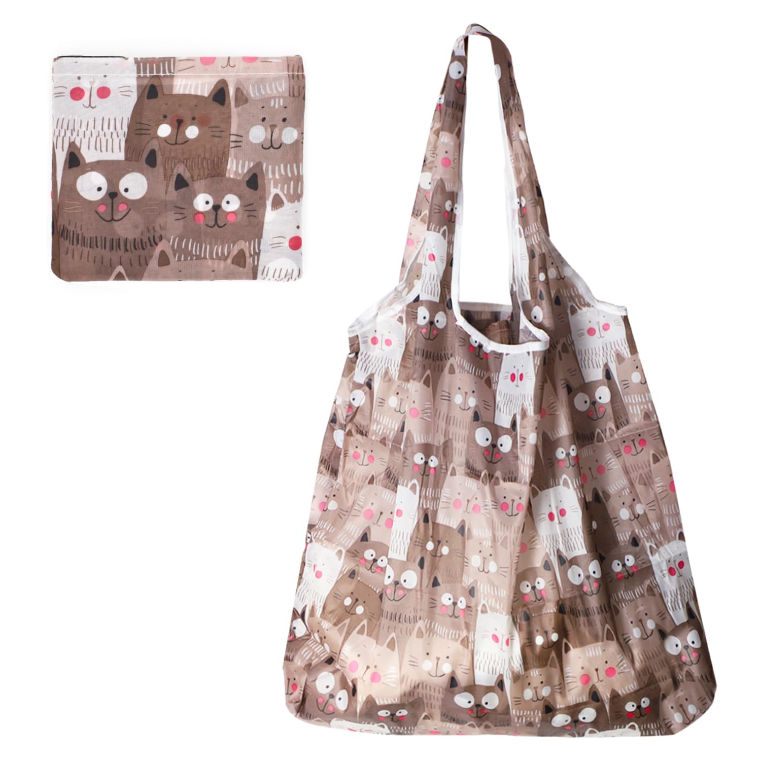 ALLY-MAGIC Foldable Shopping Bag, Waterproof Tote Shopping Bag Reusable Shopping Bag Grocery Shopping Cloth Bags for Shopping Travel Picnic Y4-YHSND (Cat)