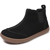 UBFEN Womens 100% Genuine Suede Leather Chelsea Ankle Boots Slip On Comfortable Winter Outdoor Warm Boot