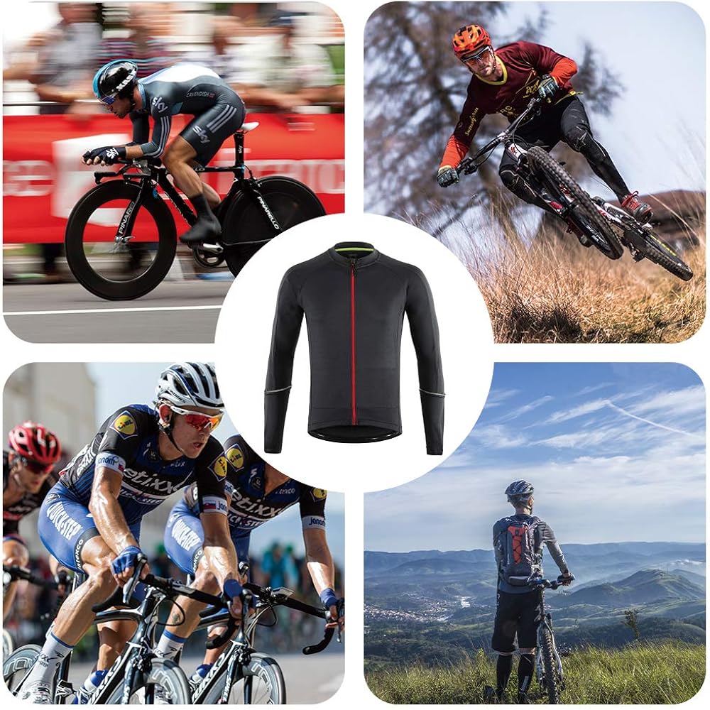 Dooy Men's Cycling Jersey Long/Short Sleeve Bike Bicycle Jersey with 3+1 Rear Pockets, Breathable Quick Dry Biking Shirts : Clothing