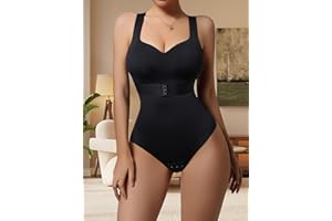 Posture Corrector Bodysuit with Built-in Bra Adjustable 4-Row Hook Waist Trainer Seamless X-Back Tummy Control Body Shaper