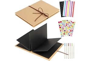 Mauproy 6 x 8 Inch Small Scrapbook Album with Black Pages, Stretchable Folding Photo Album with DIY Accessories Kit, Hardcover Memory Book Accordion Adventure Scrapbook