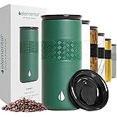 Elemental Artisan Insulated Tumbler, Triple Wall Coffee Travel Mug, Reusable Stainless Steel Coffee Tumbler with Ceramic Lid, Thermal Coffee Cups for Hot (6 Hrs) & Cold (18 Hrs), 16oz - Forest Green