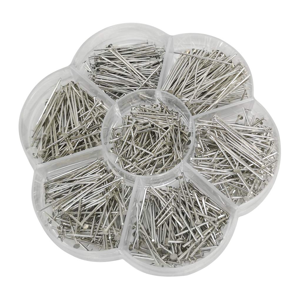 Chenkou Craft Assorted 700pcs Mix Size Flat Head Pins for Jewelry Making (Anti-Silver, Mix)