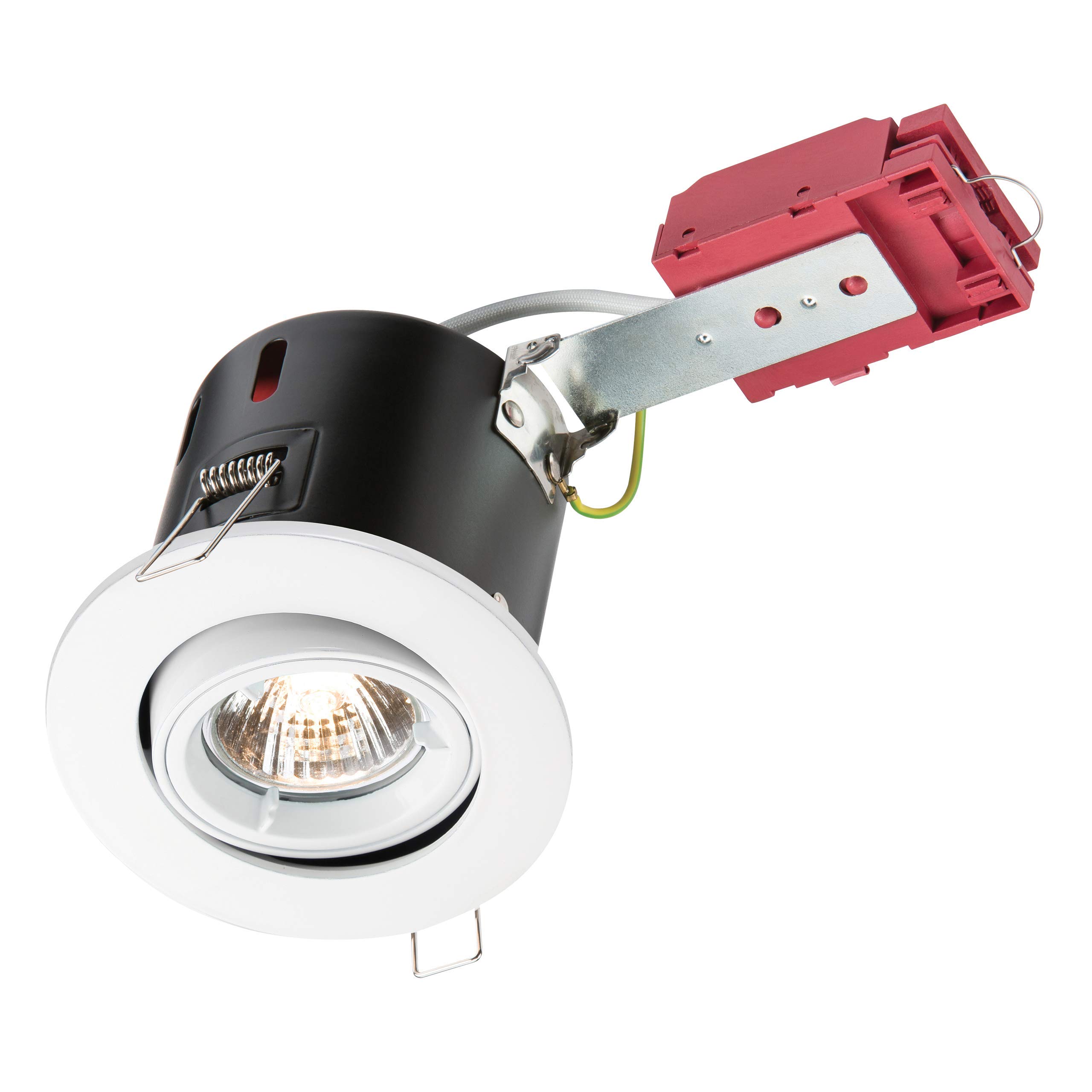 Knightsbridge Tilt GU10 230V 50W IC Fire Rated Downlight-Gimbal-White, Metal