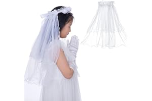 Afasiten First Communion Veil for Girls Catholic, First Communion Headpiece for Girls