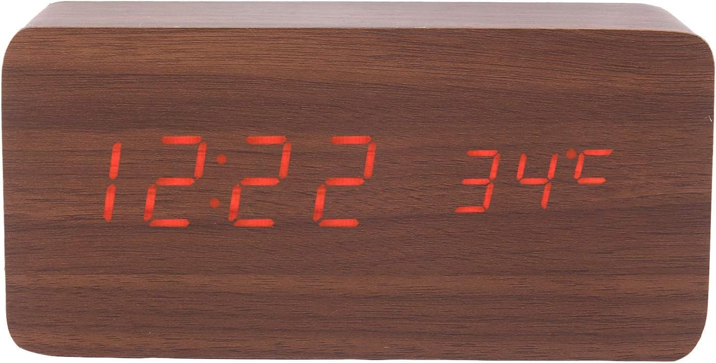 Lutyens Cuboid Shape Wooden Digital Table Clock (15x4x7 cm, Alarm, Temperature and Date, SSN-4002)