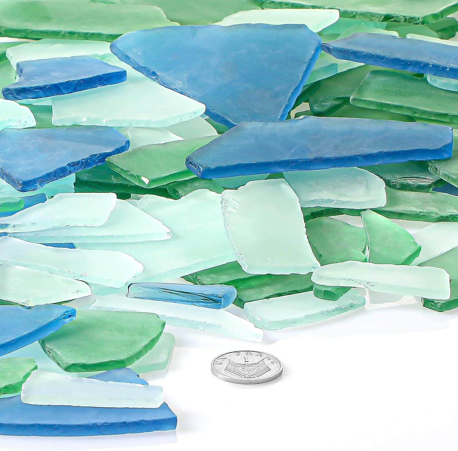 Vase Fillers - Sea Glass Cobalt Blue Light Green and Clear Sea Glass Decor Tumbled Sea Glass for Crafts Flat Sea Glass Jewelry Broken Glass Pieces Crushed Glass Vase Filler for Beach Wedding Decor DIY Crafts (45 oz)