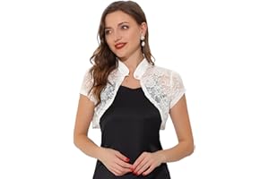 Allegra K Women's Lace Cardigan Stand Collar Short Elegant Shrug