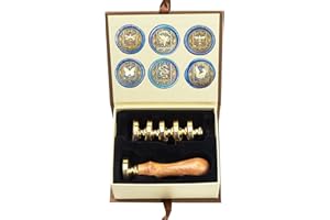 Wax Seal Stamp kit, ANBOSE Animal Wax Seal Stamp Set with 6 PCS Removable Brass Heads and 1 Wooden Handle, Retro Starry Butte