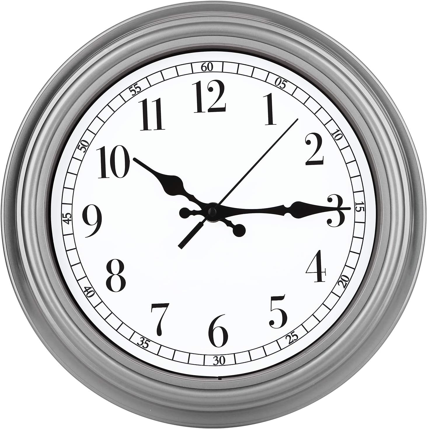 12 Inch Classic Wall Clock,Silent Quartz Decorative Clock Non-Tickin,Battery Operated Movement Clock for Home/Office/Kitchen/Bedroom/Living Room,Tin