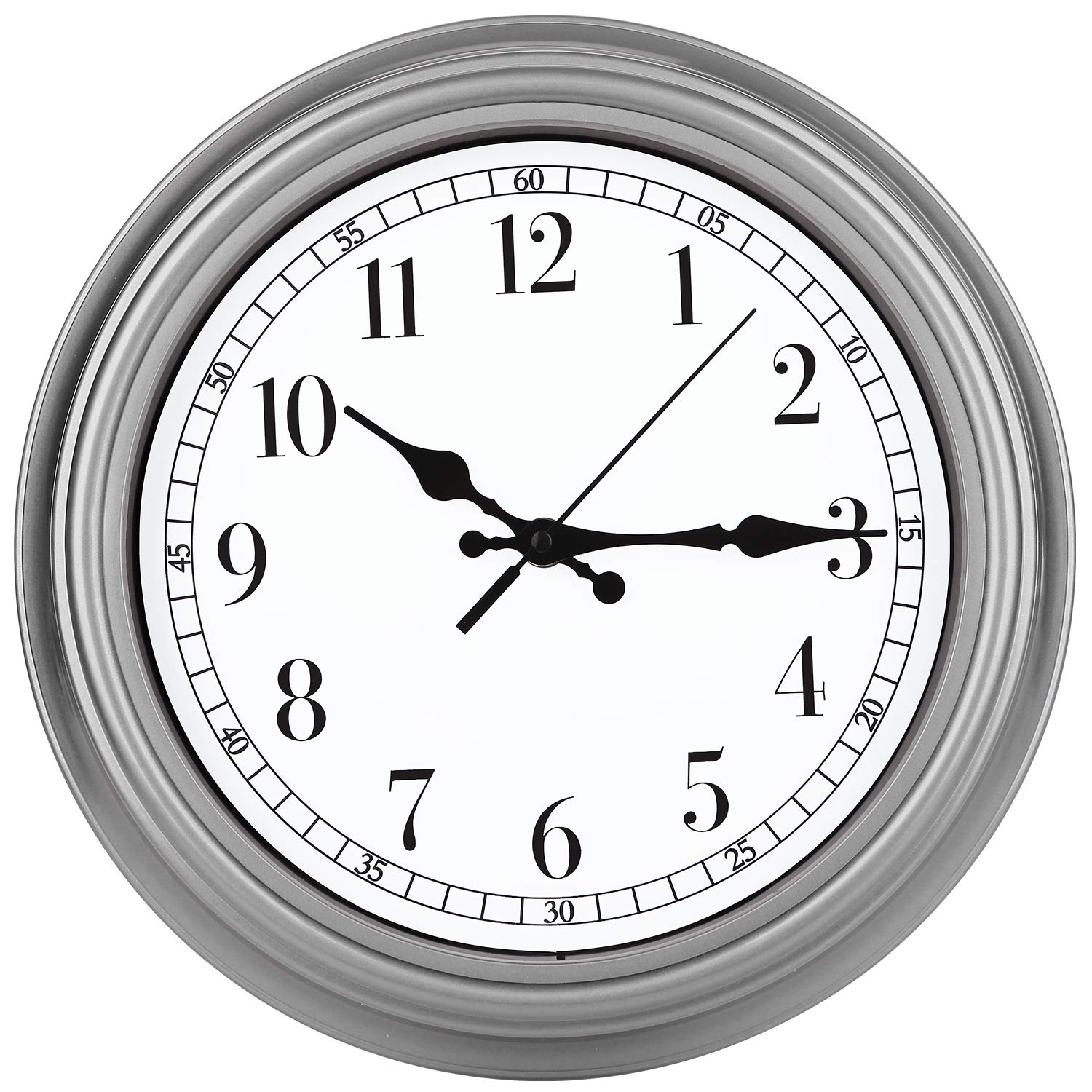 12 Inch Classic Wall Clock,Silent Quartz Decorative Clock Non-Tickin,Battery Operated Movement Clock for Home/Office/Kitchen/Bedroom/Living Room,Tin