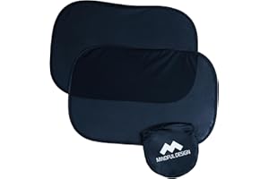 Mindful Design - Car Window Shades for Baby (2 Pack) - 21"x14" Sun Shade Blocker - Glare Shield and UV Rays Protection for Your Child - Side Window Screens for SUV - Mesh Car Window Shades for Baby