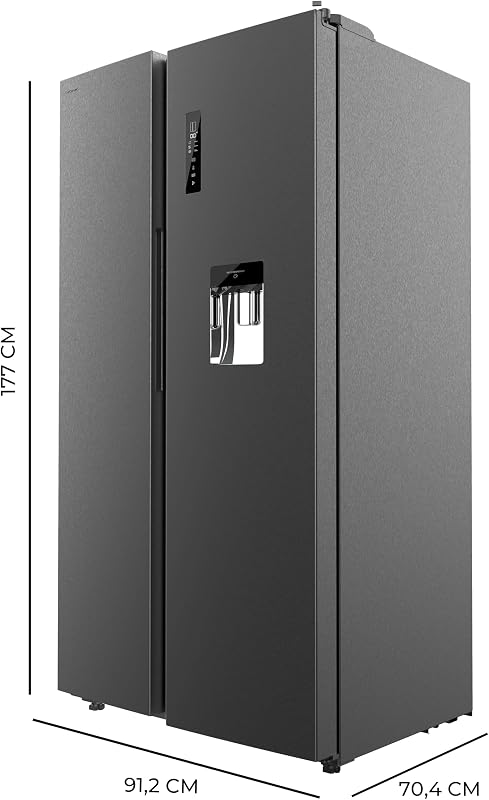 Frigorífico Americano de 559 Litros Bolero CoolMarket SBS 562 Dark D. 177 cm de Alto y 90 cm Ancho, Clase D, Sistema Multi Air Flow, Total No frost, Motor Inverter Plus