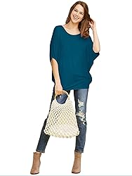 LL WT1073 Womens Scoop Neck Half Sleeve Batwing