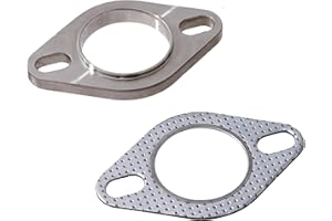 Rwraps Stainless Steel Exhaust Flange 2 Bolt 2.5" Exhaust Flange & Gasket Connection Kit 2.5 Inch/63.5mm