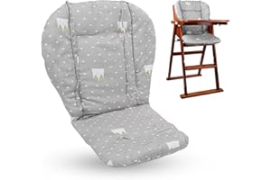 KRIZJUES Baby High Chair Cushion, Thick Pad for Wooden High Chair, Baby Dining Chair Liner Mat (Grey Crown)