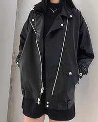 LY VAREY LIN Women Faux Leather Jacket Lapel Collar