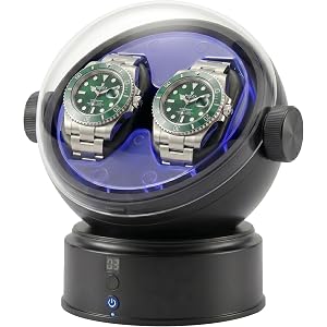 MALTERZER Rechargeable Watch Winder Flexible Single/Dual Slot Design, Automatic Watch Winder with Dual Color LED Light, 4 Mod