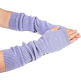 F Flammi Cashmere Blended Arm Warmer for Women Winter Fingerless Gloves Knit Mitten Gloves Wrist Warmer with Thumb Hole