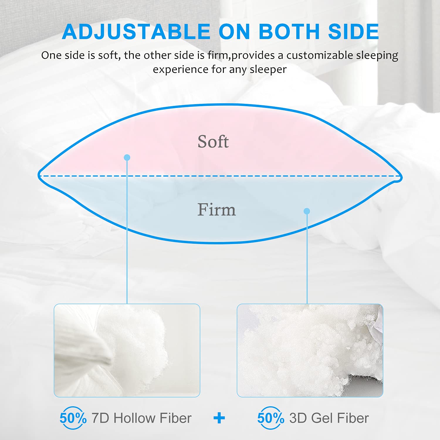 EIUE Hotel Collection Bed Pillows for Sleeping 2 Pack King Size，Pillows for Side and Back Sleepers,Super Soft Down Alternative Microfiber Filled Pillows,20 x 36 Inches