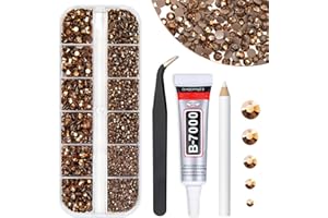 qiipii Copper Resin Rhinestones w B7000 Jewelry Glue for Bedazzling Crafting 2mm 3mm 4mm 5mm 6mm Brown Flatback Jelly Stones Coffee Diamonds Gems Charms for Nails Face Eye Makeup Tumblers Decor Crafts