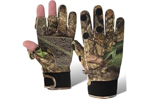 Favuit Camouflage Hunting Gloves, Lightweight Anti-Slip Full Finger Fingerless Touchscreen Camo Gloves Outdoor Tactical Hunting Gear Archery Accessories for Turkey Fishing Airsoft