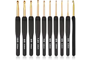 Coopay Black Gold Crochet Hooks Needles for Arthritic Hands, 2.0-6.0mm Crochet Hook Set Ergonomic Soft Grips Knitting Hook for Crochet Yarn Craft, Aluminum Knitting Crochet Supplies Kit for Knitter