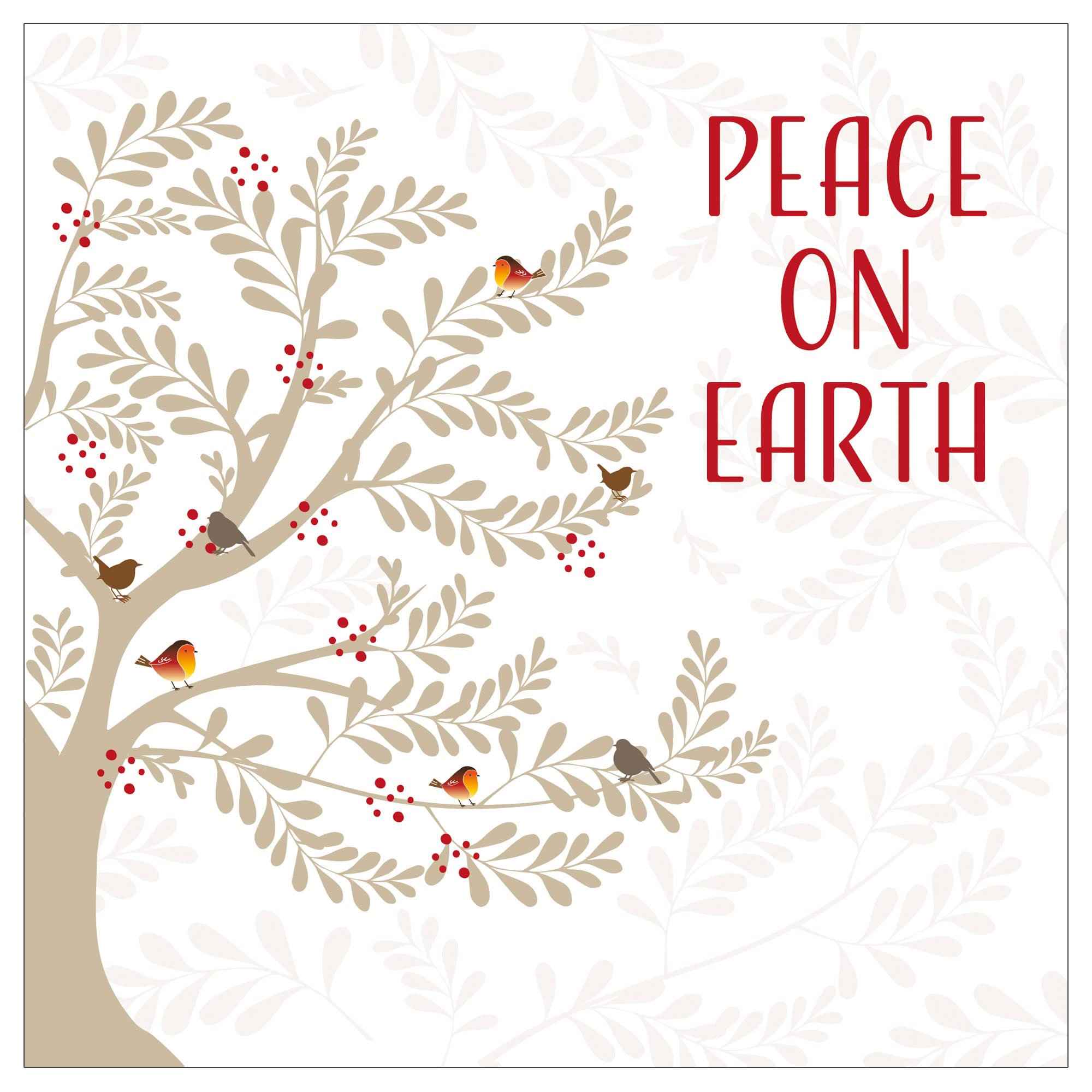 Christmas cards pack - Peace on earth, 10 Christmas cards 2025 with 10 white envelopes - Designed, printed and hand-packed in the UK, by Just Cards Direct